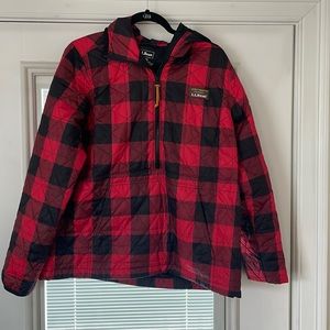 LL bean buffalo plaid quilted quarter zip jacket